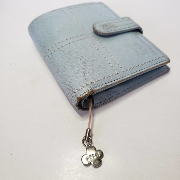 Yurie Nitani Wallet Designer Baby Light Blue Bifold Medium Card Holder Leather - Picture 11 of 11